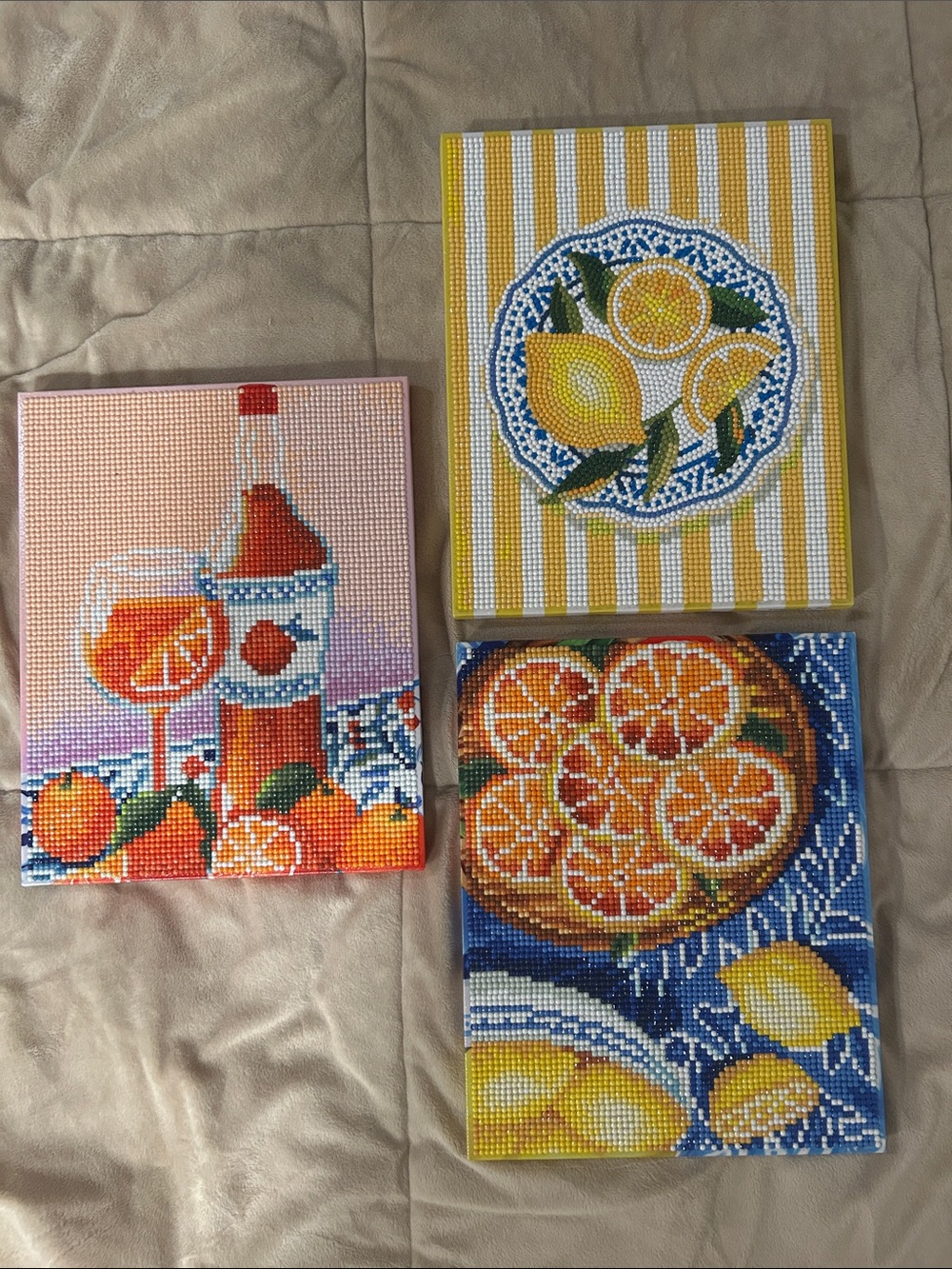 Decorative Citrus Canvas Art Set - Yellow, Orange, Blue Diamond Art Jewel Crafts